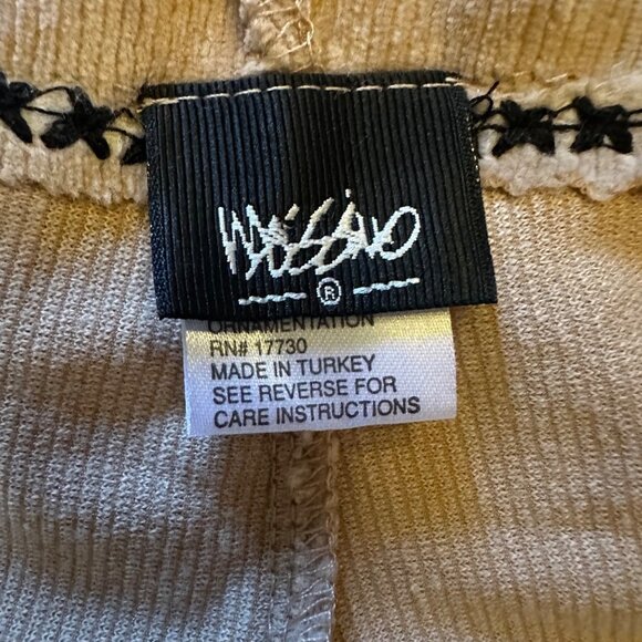 Vintage Mossimo Beige Corduroy Drawstring Pants With Black Embroidery Trim L - Picture 6 of 9